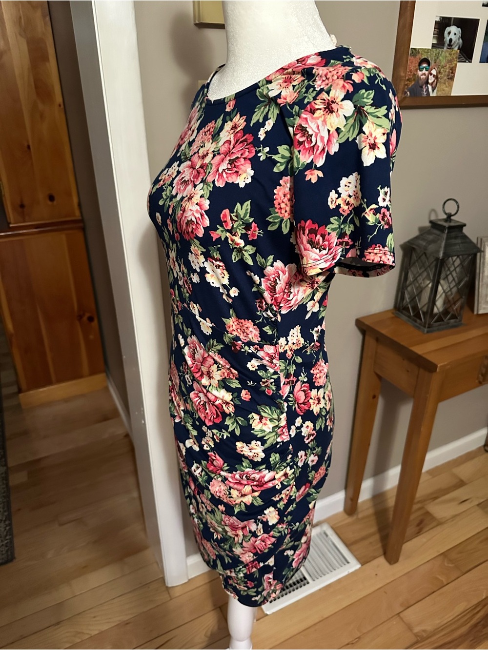 Floral Navy with floral layout-stretch dress